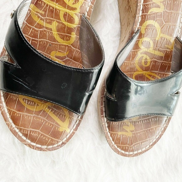 Sam Edelman REID Black Platform Wedge Slip On Sandals Size 7 - Picture 3 of 6